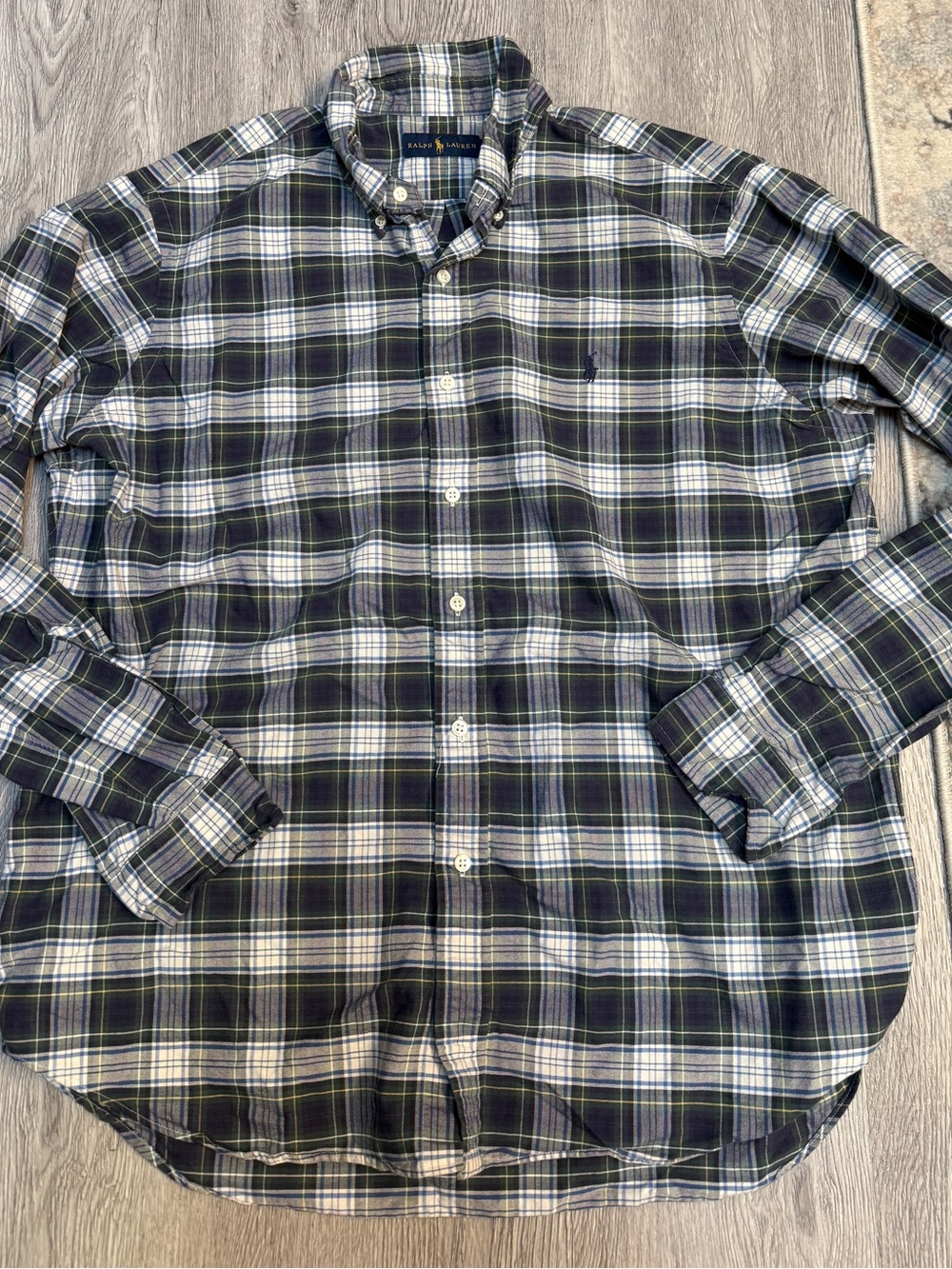 Ralph Lauren Button Down Oxford Shirt Classic Long Sleeve Plaid Mens XLarge